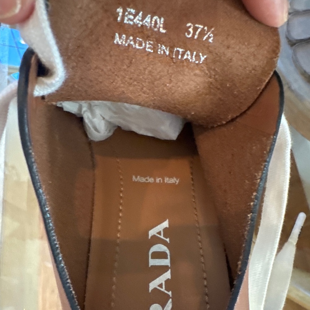 Prada 37 1/2 Minimal Leather Cognac Sneaker - Picture 5 of 9